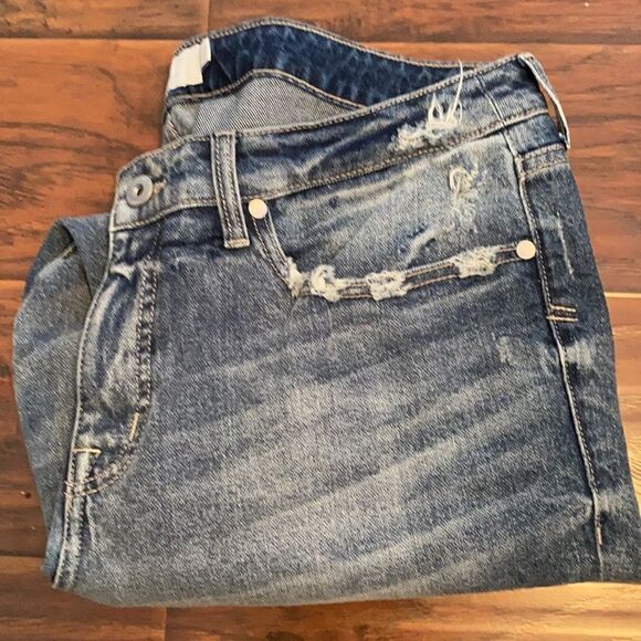 torrid Denim - Torrid High-Rise Straight Distressed Ripped Denim Raw Hem Jeans Contemporary